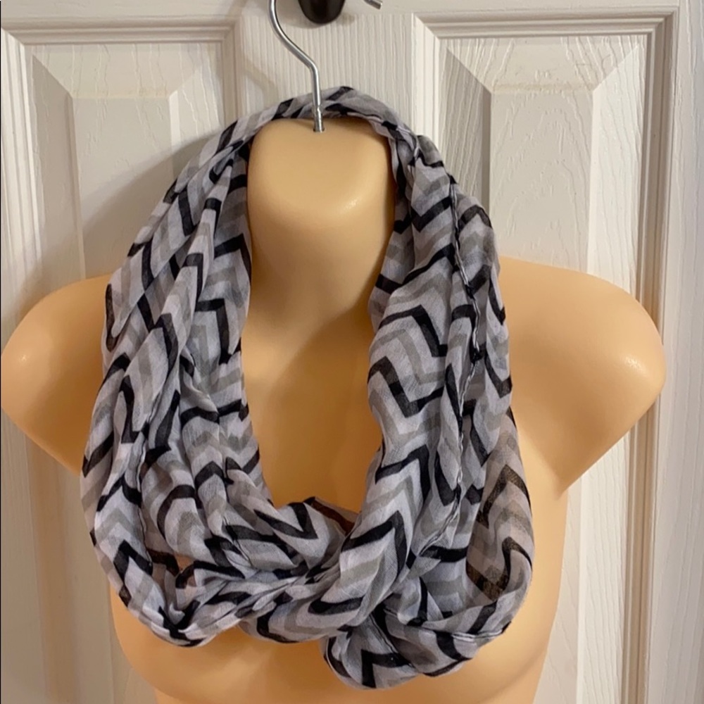 Black white & gray  chevron scarf